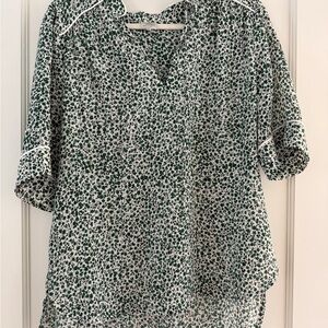 Elegant Green and White Blouse